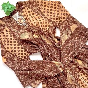 Blue Boheme Boho Audrey Caftan Kaftan Maxi Dress Brown Tan Angel Sleeve O / S